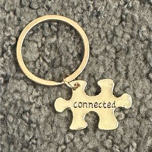 Gold Connected Puzzle Piece Keychain New